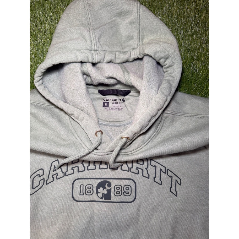 Carhartt Mens Loose Fit Graphic Hoodie Sage Green Spellout Logo Size Medium - Picture 6 of 7